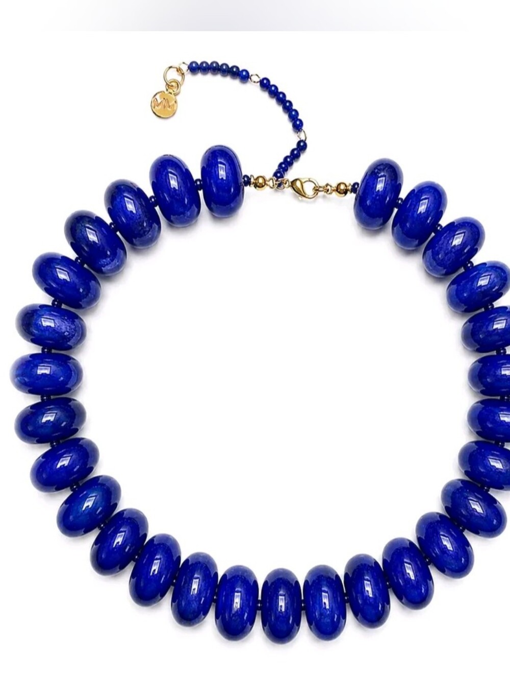 Mayamar Lapis Lazuli Bead and Resin Oval Pebble Necklace & Gift Bag - Picture 3 of 5